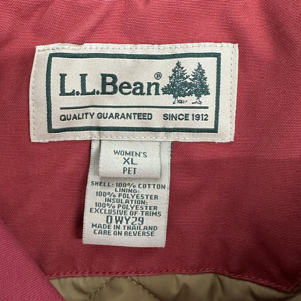 Vintage LL Bean Jacket Womens Red Canvas Quilt Barn Chore Corduroy 0WY29 sizeXL - Picture 3 of 16